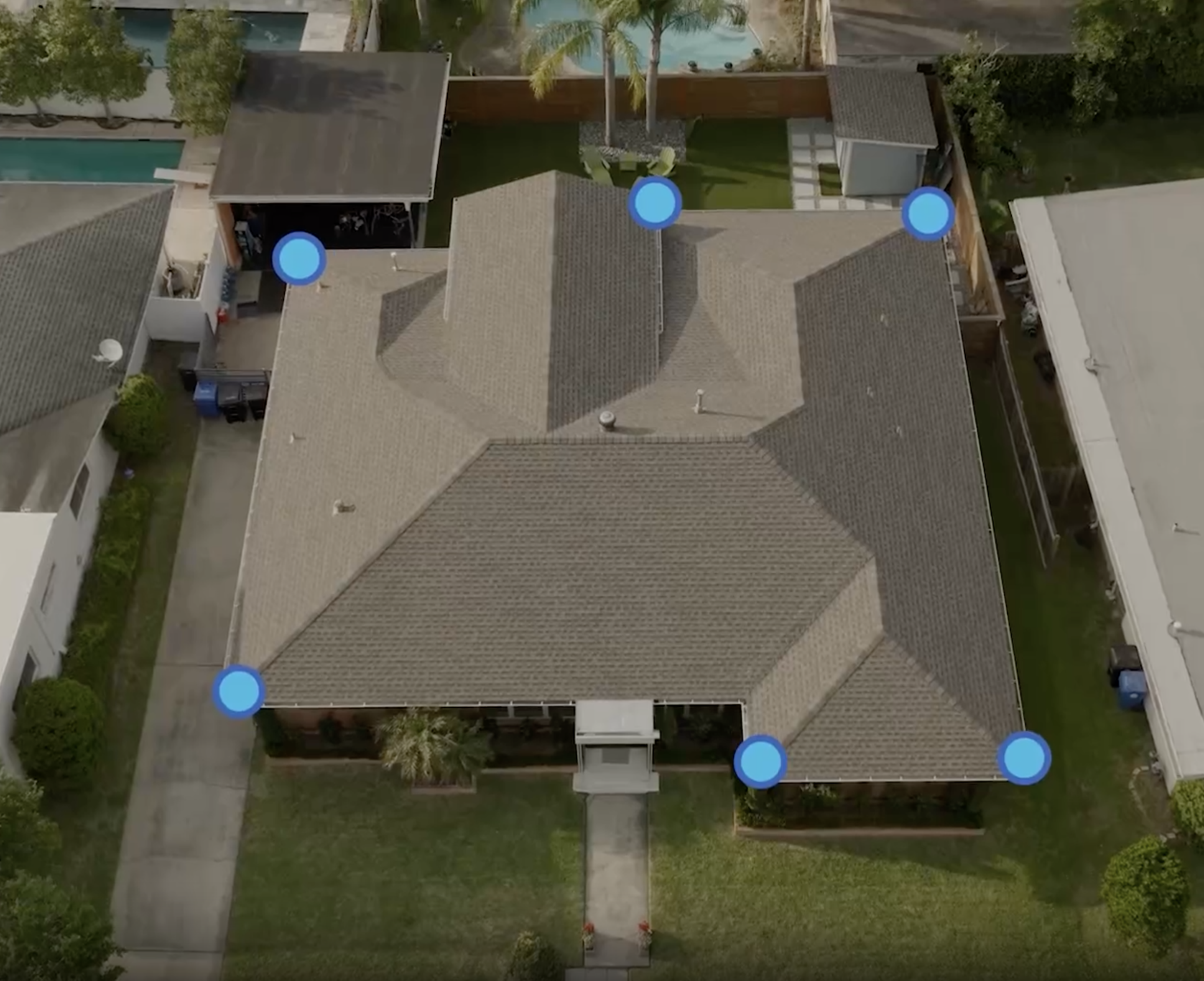 birds eye view of house that shows the placement of all security cameras